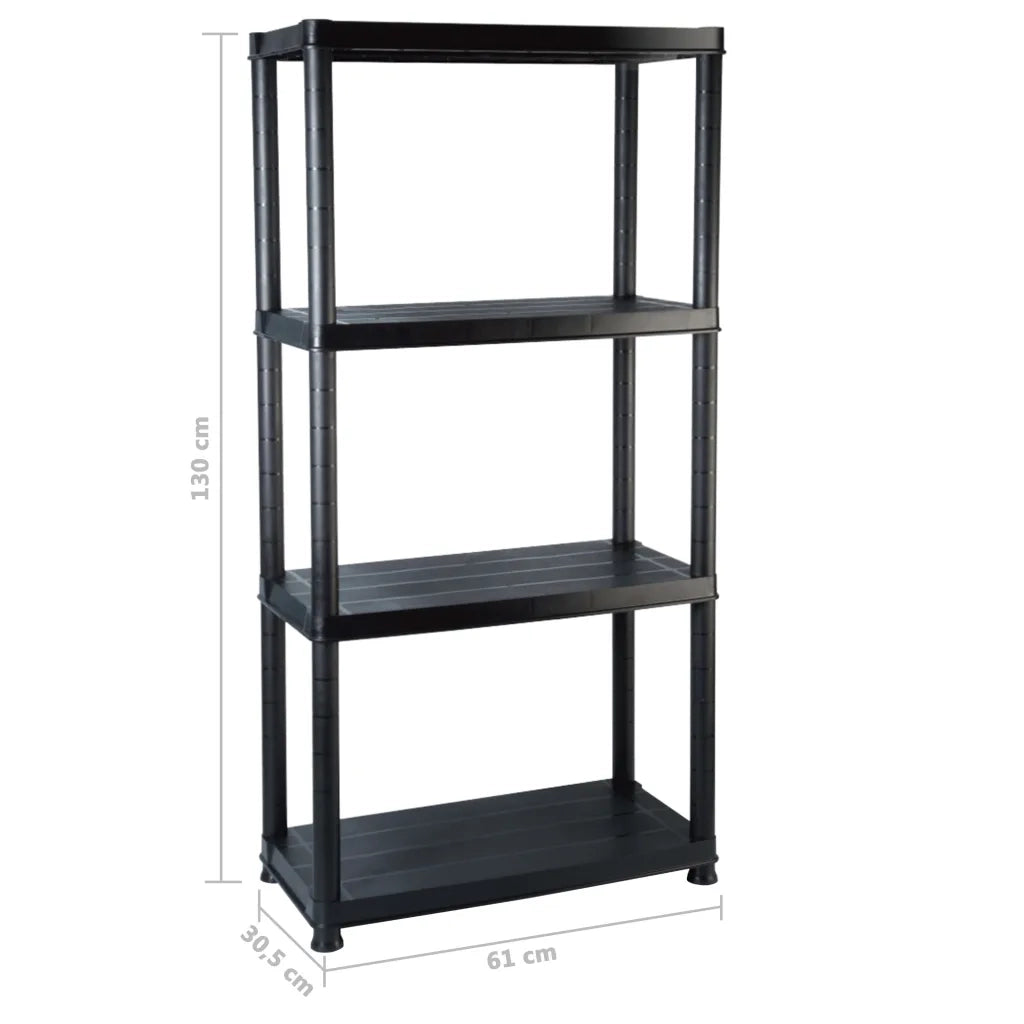 Scaffale a 4 Ripiani Nero 61x30,5x130 cm in Plastica 147683