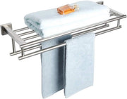 Maniglione per Asciugamani da Parete - Doppia Larga Scatola per Asciugamani - Organizzazione della Camera da Bagno - Acciaio Inossidabile - 60CM - Liscio