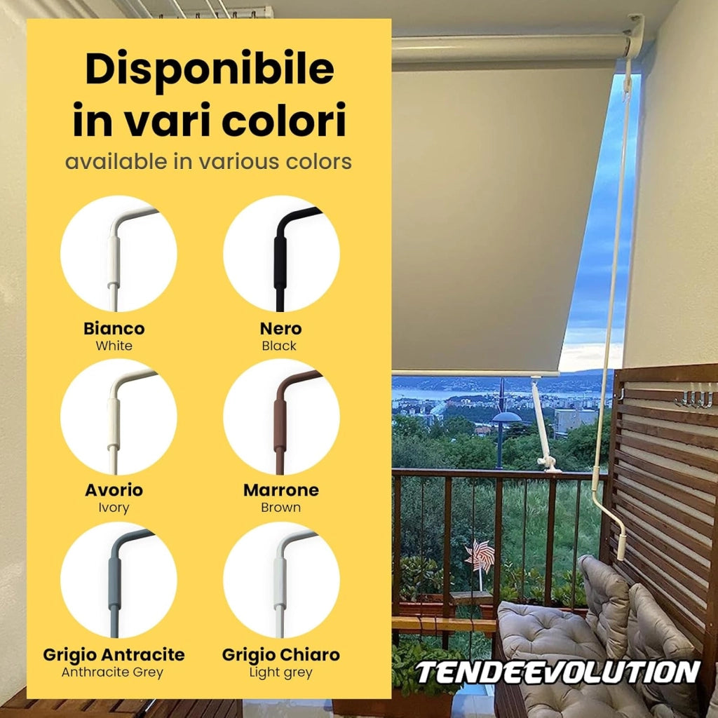 Asta Di Manovra Per Tenda Da Sole Varie Misure, Bastone Universale Per Tende (ANTRACITE 1,2 METRI)