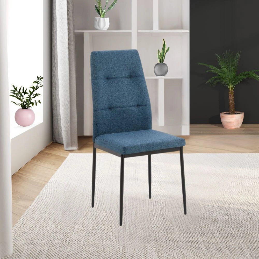 Set 4 Sedie da pranzo tessuto blu Adara 63.5x44x89h