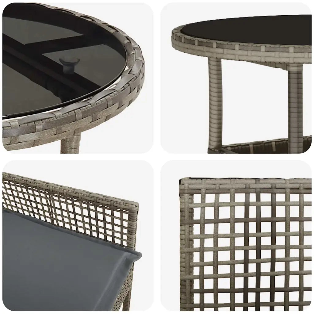 Set da Pranzo per Giardino 5 pcs Grigio polyrattan 3334946