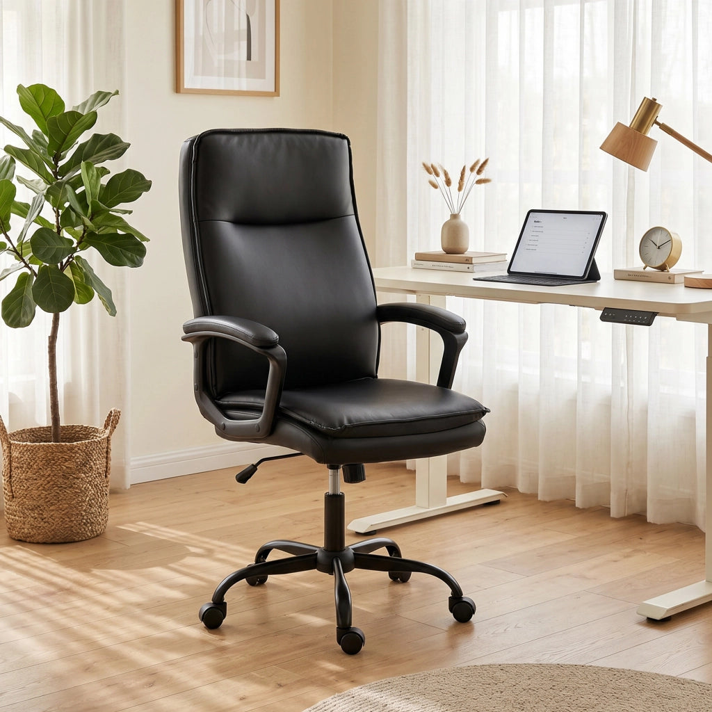 Poltrona da ufficio ergonomica ¨C Xylo ¨C Pelle scamosciata, nera, regolabile