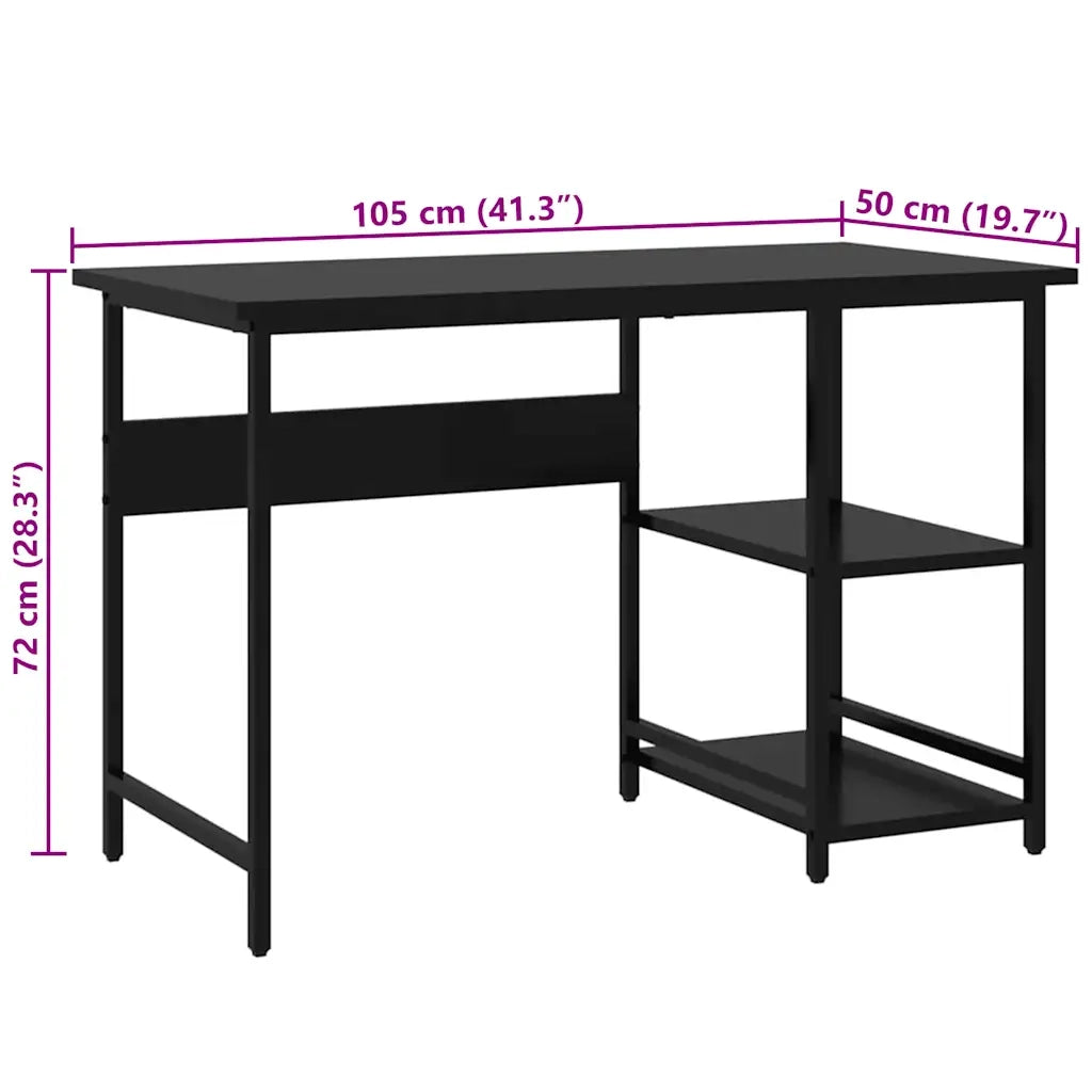 Scrivania | Tavolo da Ufficio per Computer Nera 105x50x72 cm in MDF e Metallo