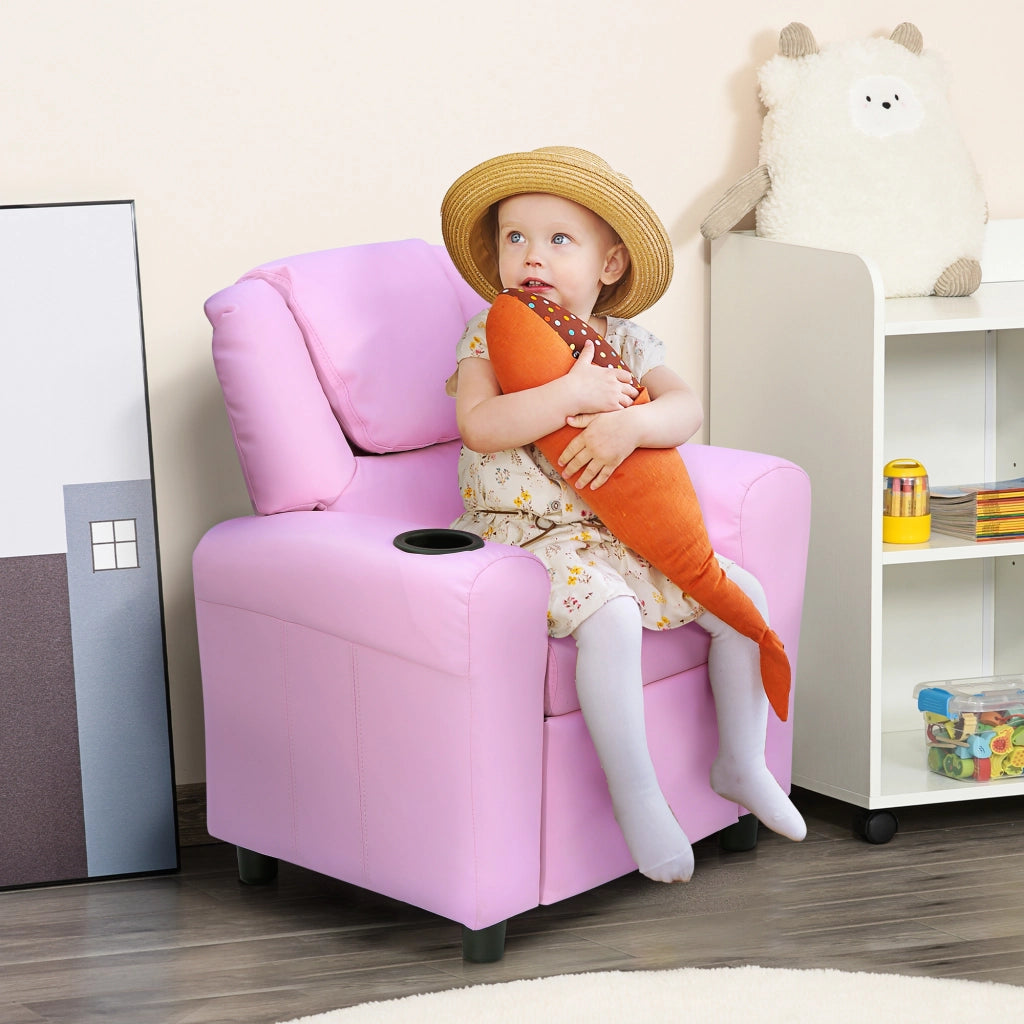 Divano per bambini con braccioli e poggiapiedi ¨C Minimal ¨C rosa
