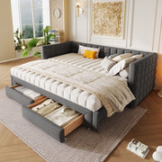 LETTO Divano Estraibile 90x200 cm Velluto Grigio con 2 cassetti