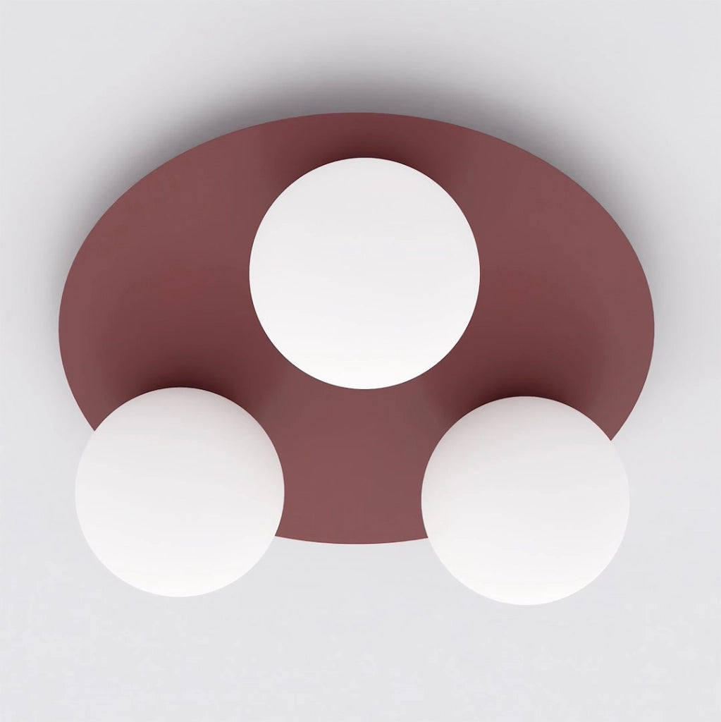 Lampada da soffitto SOLAR 3 sfere vetro bordeaux E14 Emibig