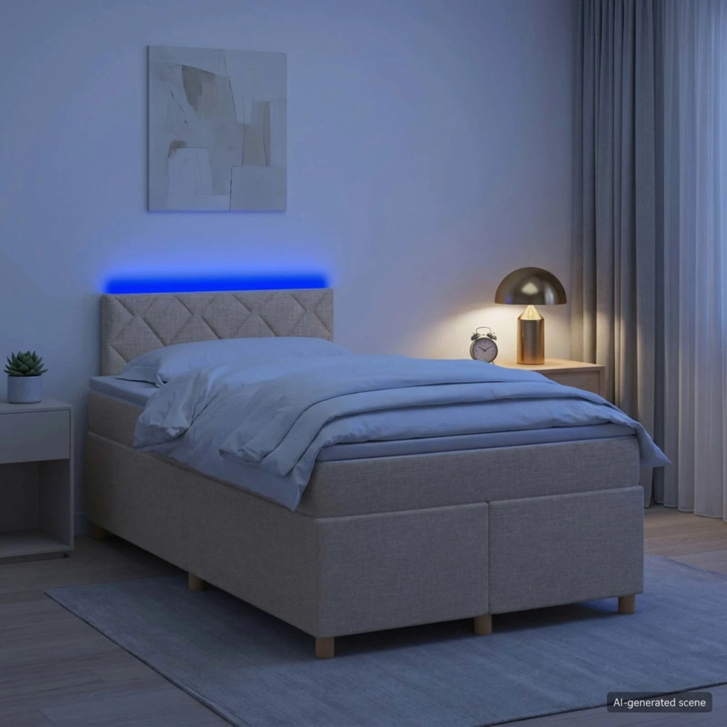 Letto box spring con materasso Crema 120 x 200 cm Tessuto 3452406