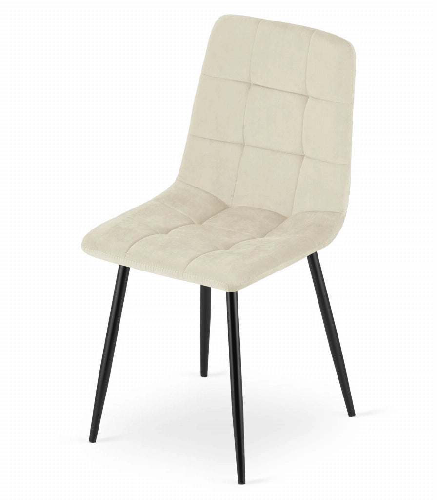 Sedia VALORA KARA - Moderna in velluto beige con gambe nere x 3