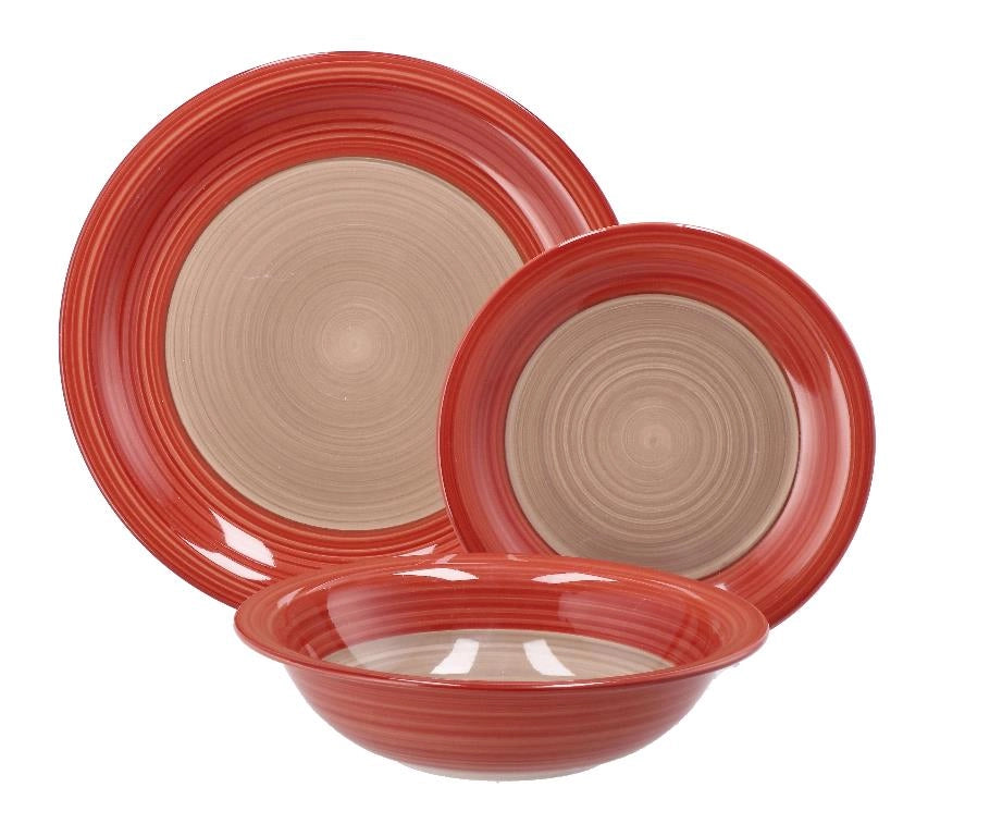 Servizio di Piatti da Tavola in Ceramica Cloe Rosa 18 Pezzi