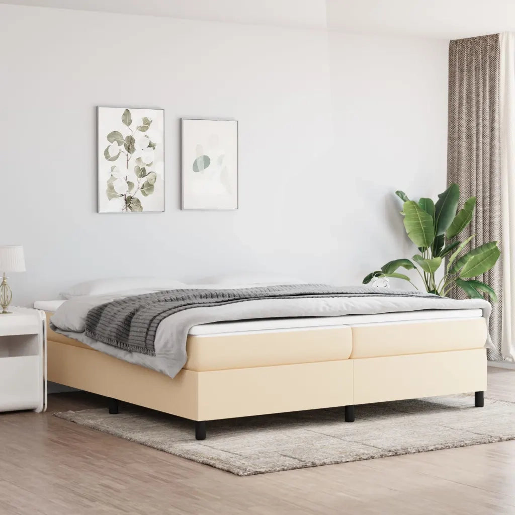 Struttura Letto a Rete a Molle Crema 200x200 cm in Tessuto