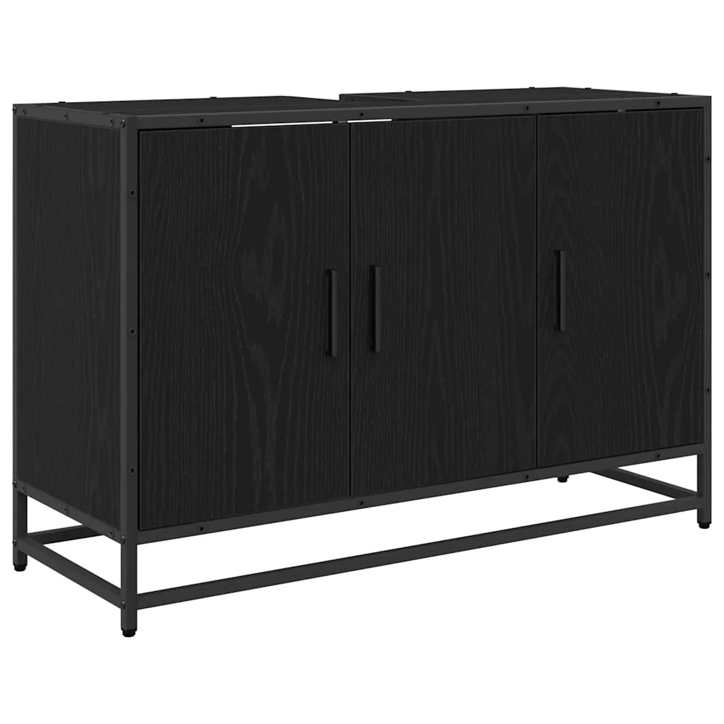 Set di mobili per il bagno 4 pcs Rovere Nero Legno multistrato 3402341