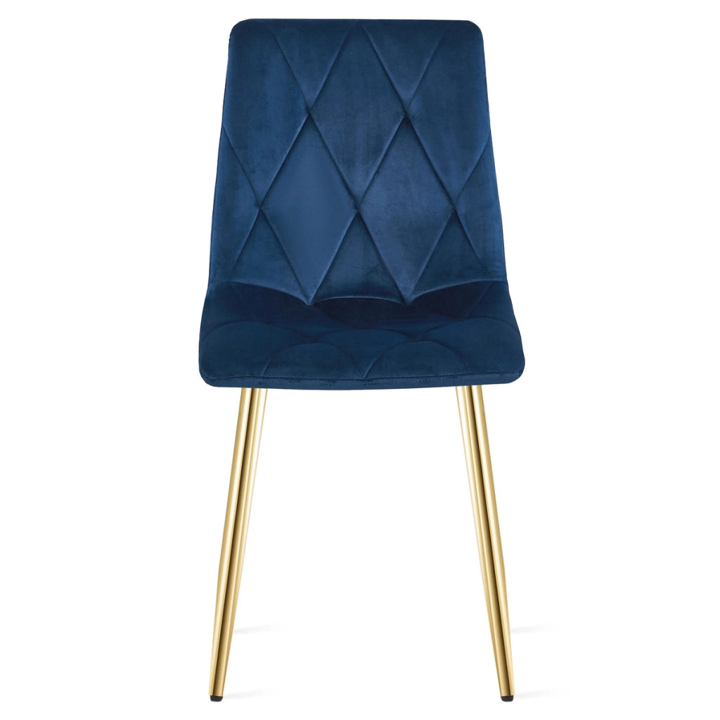 Sedia Libra in velluto blu notte con gambe dorate