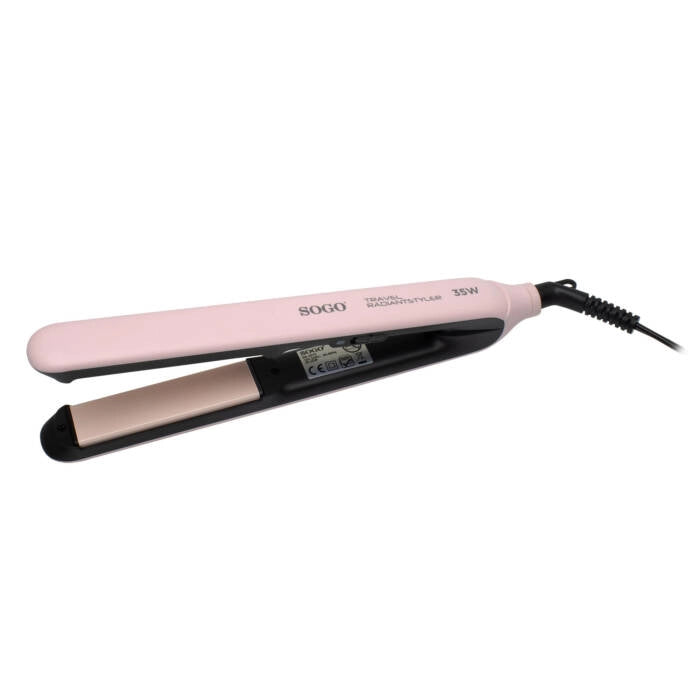 Set asciugacapelli e piastra 2 in 1 da viaggio 1500W con piega liscia 200°C, manico pieghevole e cavo girevole - Sogo