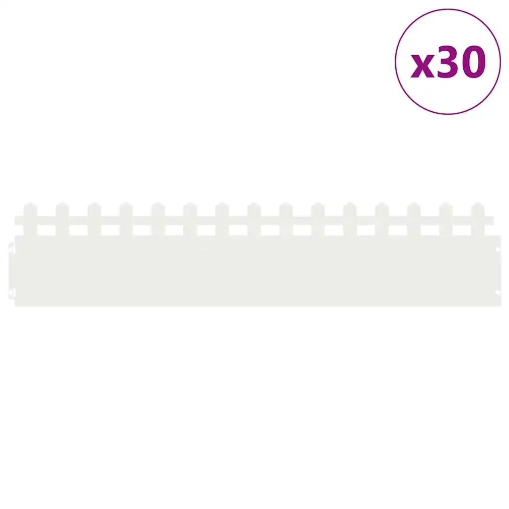 Bordure per prato 30 pz Bianco 103 x 0,05 x 22 cm Acciaio CFW3727351