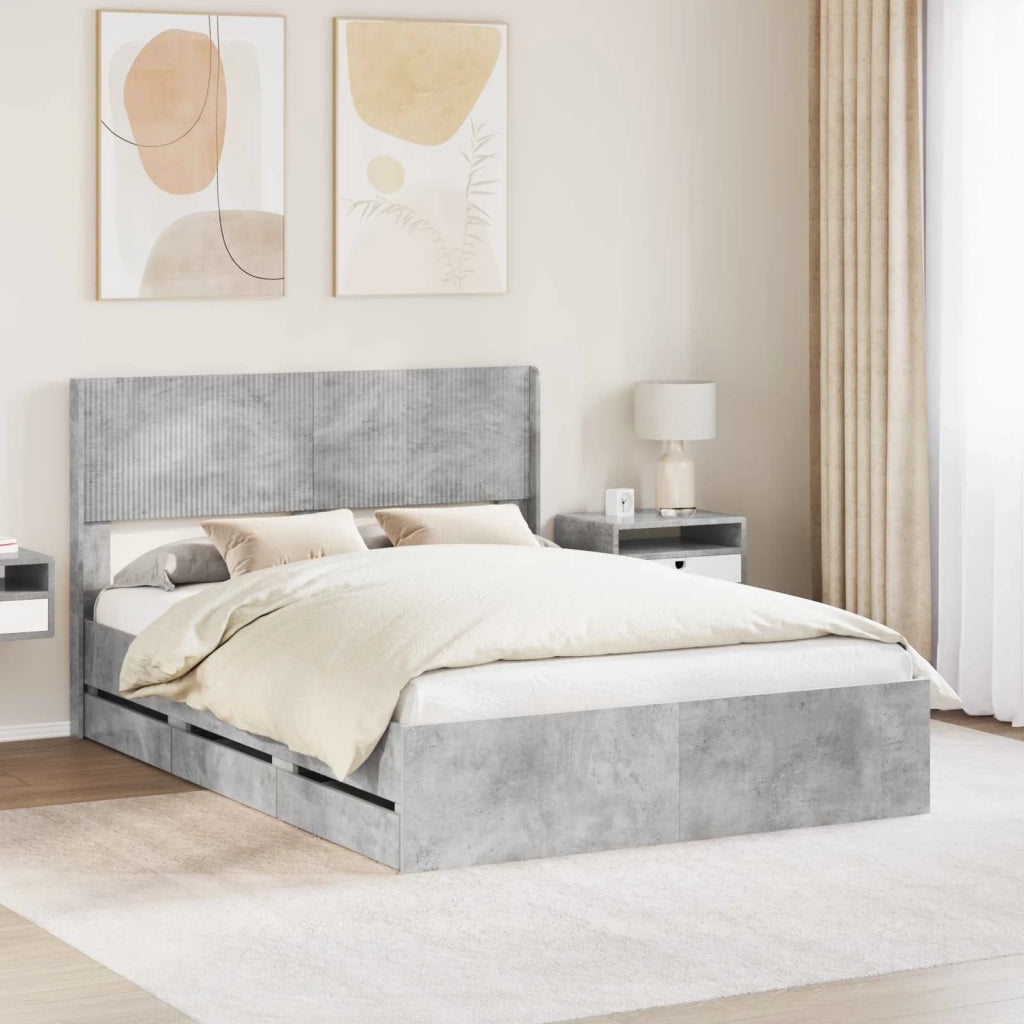 Struttura del letto con stoccaggio e testata Grigio Cemento 3414302