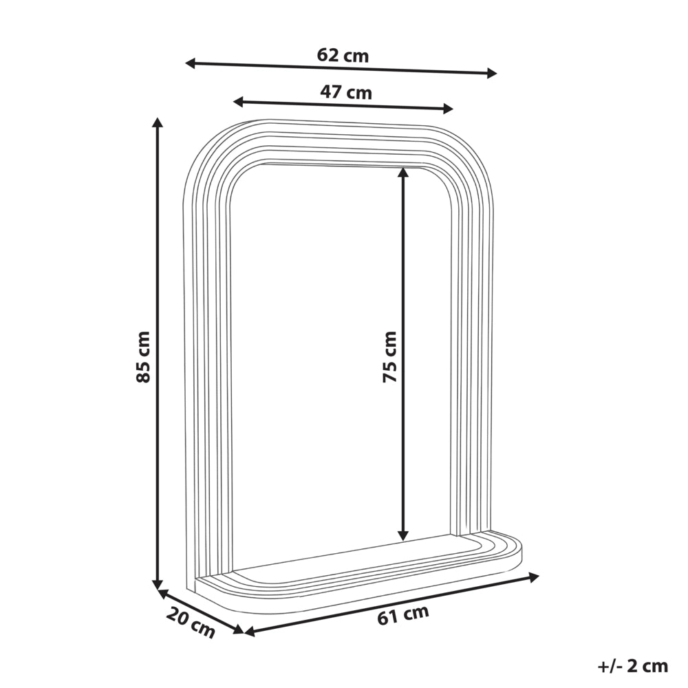 Specchio da Parete Marrone con Cornice in Legno di Paulownia e Mensola Stile Scandinavo