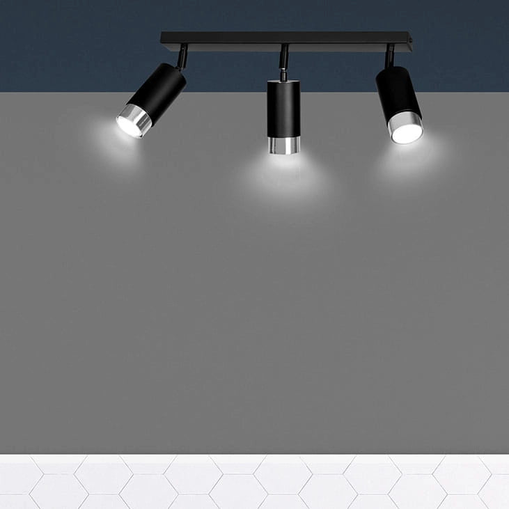 Plafoniera Emibig HIRO 3 faretti GU10 nero/cromo 45 cm