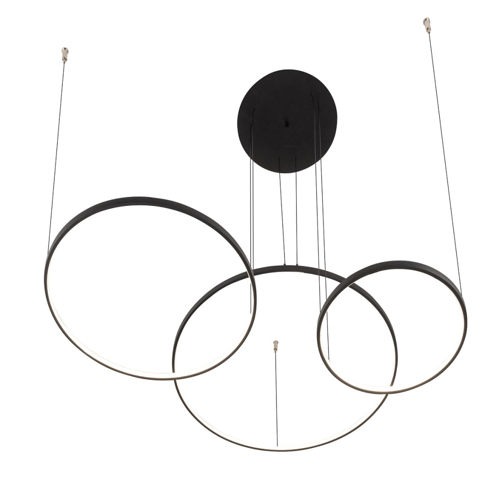 Lampada sospesa nera triplo anello LED Circolo 3000K Nowodvorski