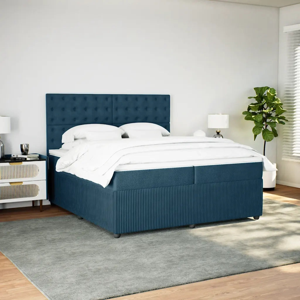 Giroletto a Molle con Materasso Blu 200x200 cm in Velluto 3294746