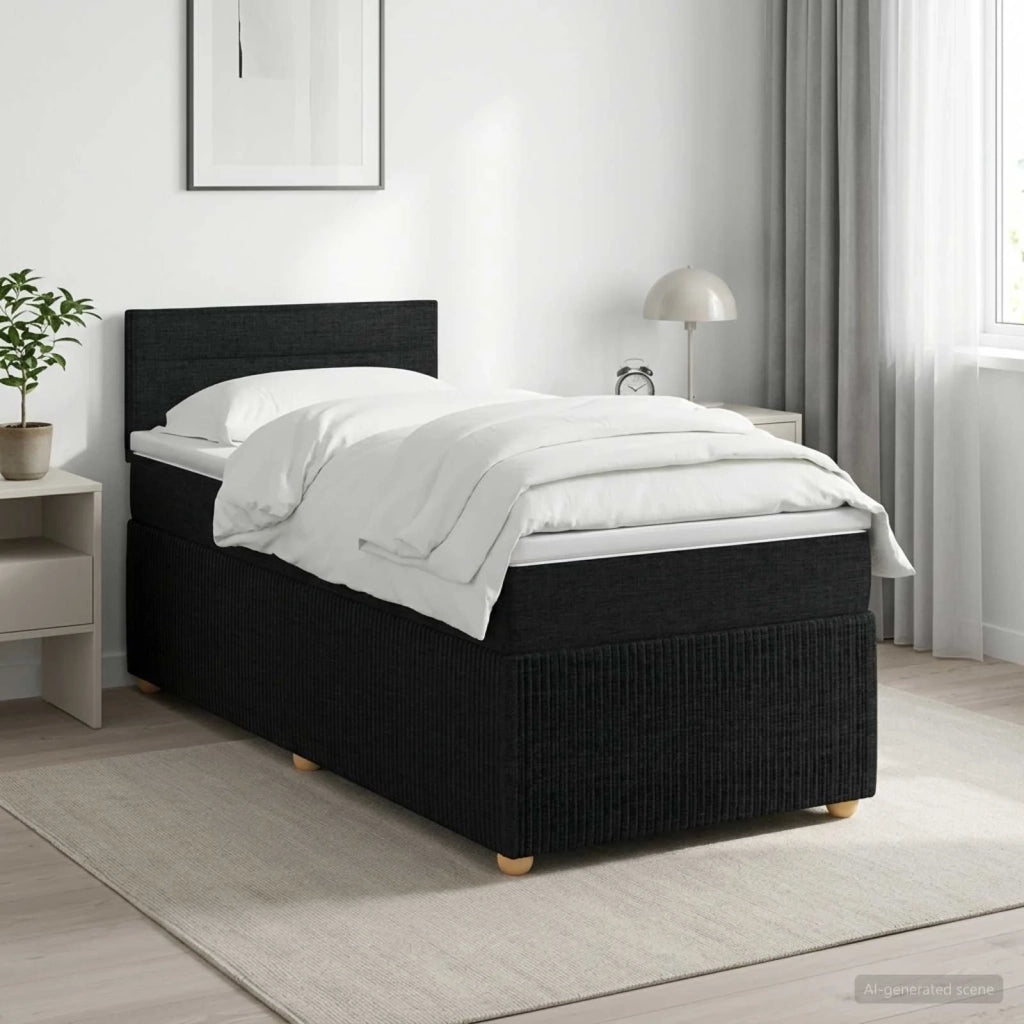 Letto box spring con materasso Nero 90 x 200 cm Tessuto 3451372