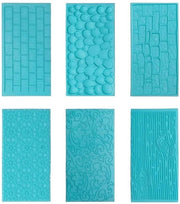 Matte per fondant 6 pezzi - Matrice texturezza - Materiale plastico sicuro per alimenti - Mucche flessibili - Disegni realistici - Boissons/ceppi di legno/ceppi di legno - Modelli realistici - Mould per torta