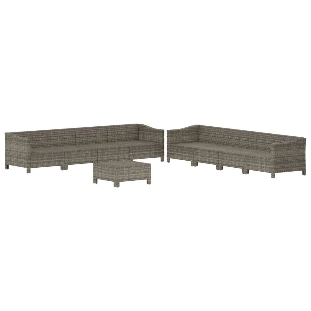 Set Divani da Giardino 9 pz con Cuscini in Polyrattan Grigio 3187268