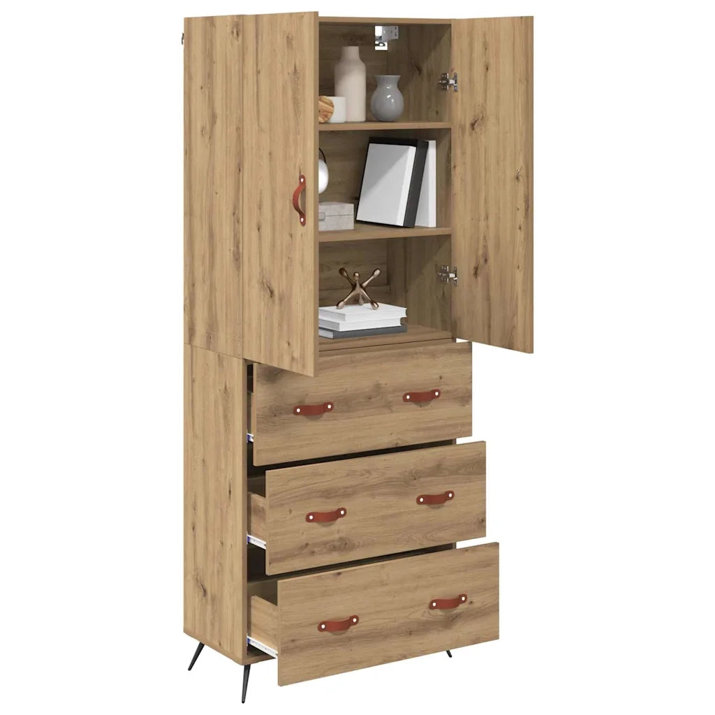 Credenza con Cassetto-Buffet-Armadio da cucina Rovere artigianale 69,5 x 34 x 180 cm 295323