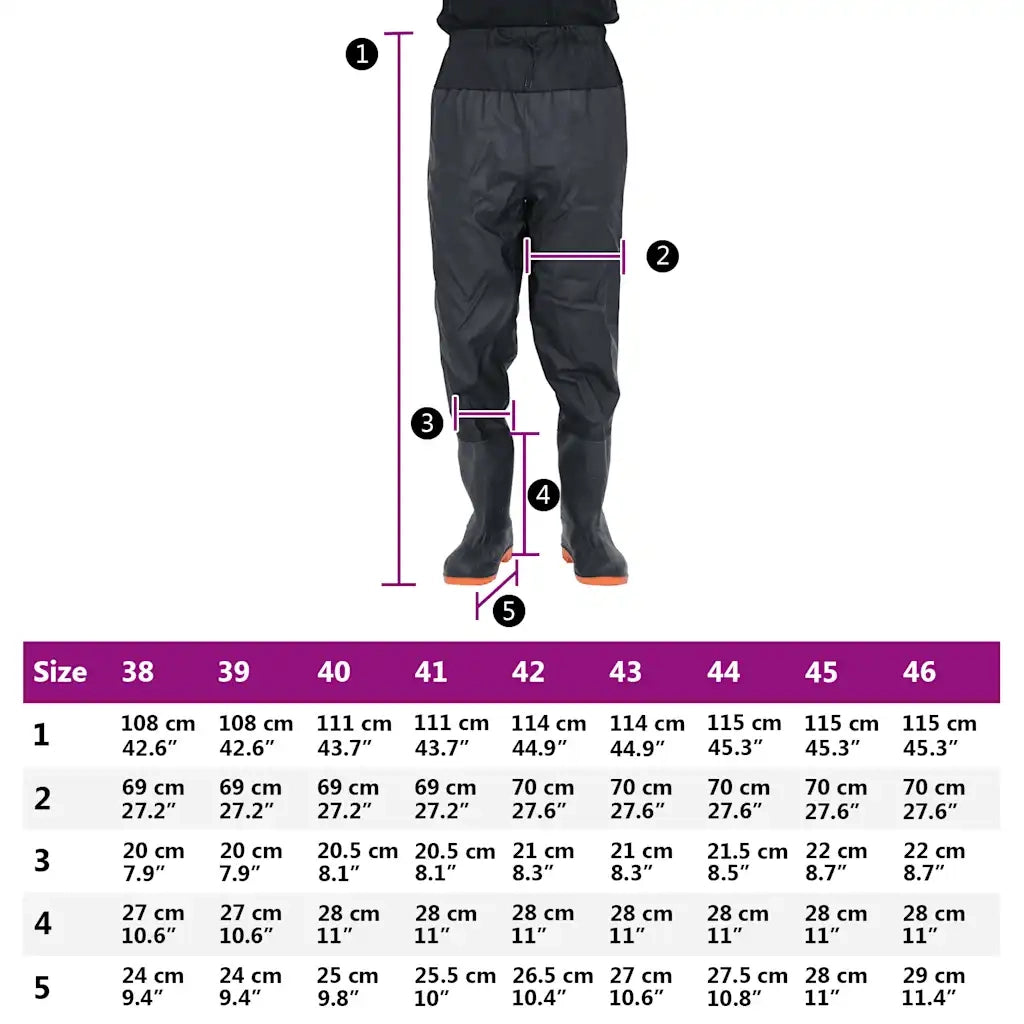 Wader da Pesca alla Vita con Stivali Nero Taglia 43 4017022