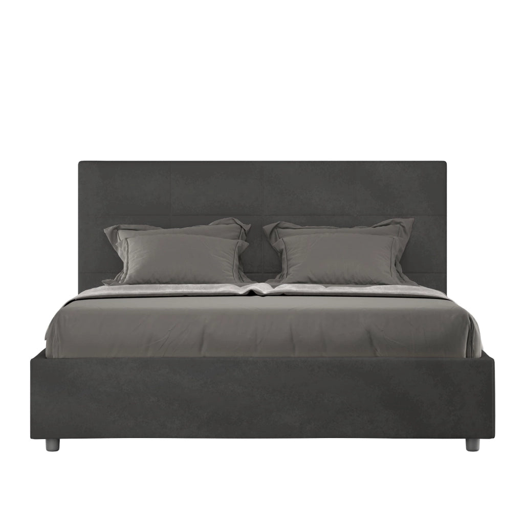 Letto Matrimoniale 160x190 cm con Rete e Contenitore Mika Grigio