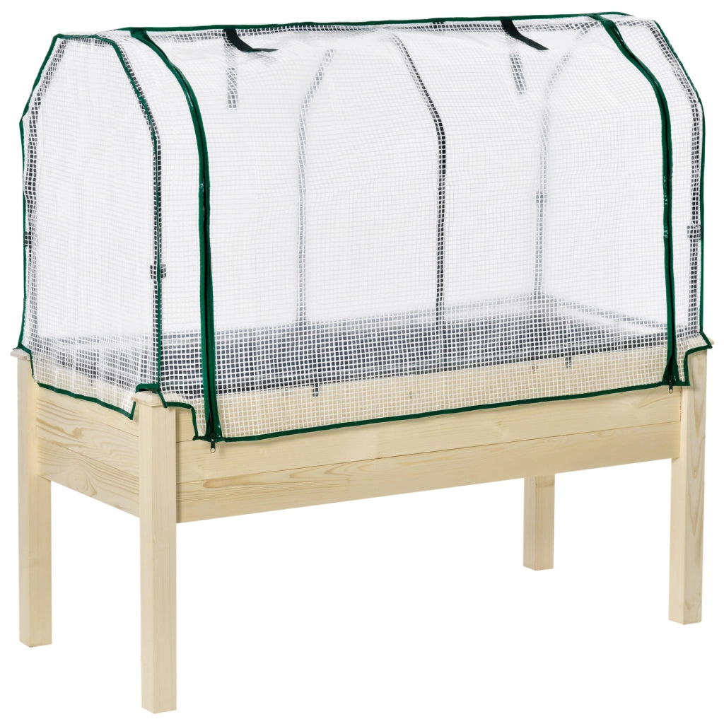 Letto Rialzato da Giardino ¨C Xylo ¨C Legno di Abete con Copertura PE, 121x55x117 cm