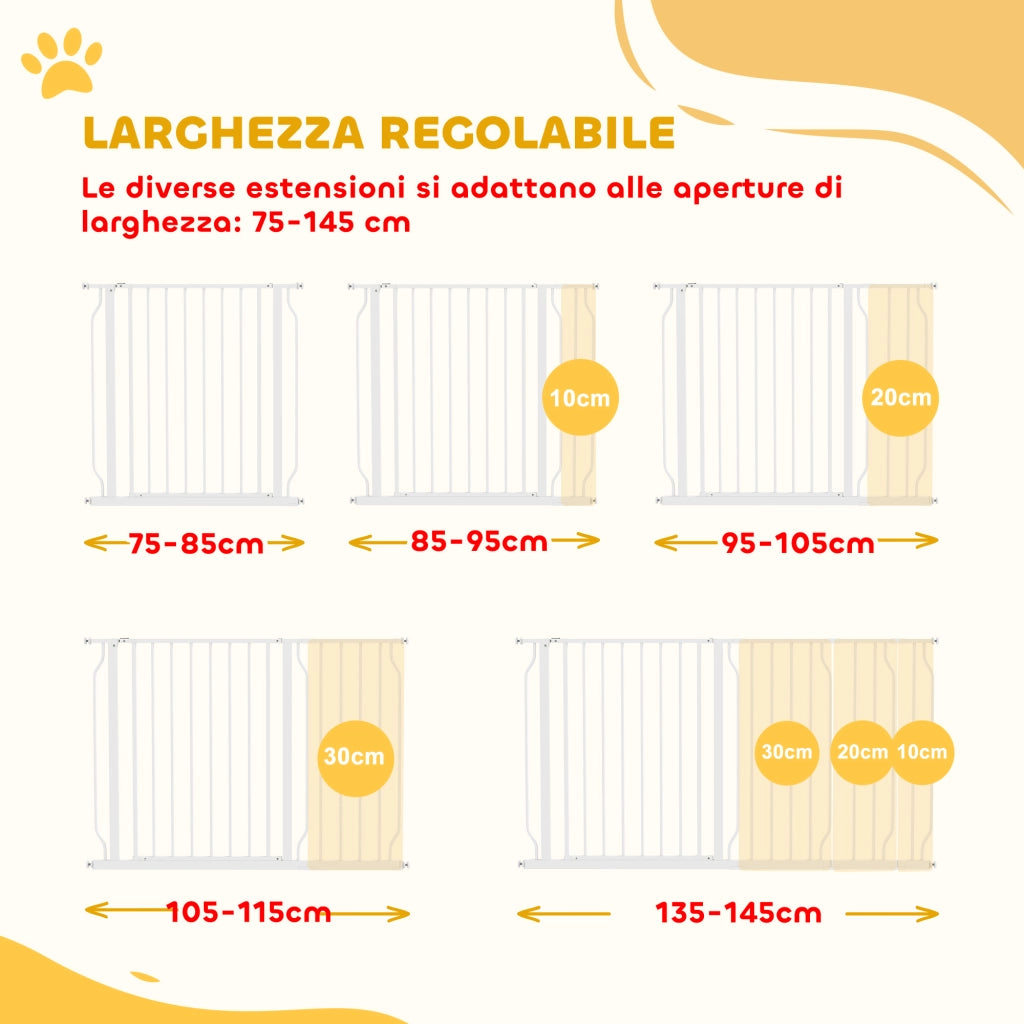 Cancelletto di Sicurezza per Cani ¨C Xylo ¨C Acciaio e ABS, Estensibile 75-145cm, Bianco