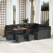 Set Divano da Giardino con cuscino 13 pcs Nero Poly Rattan 3364649