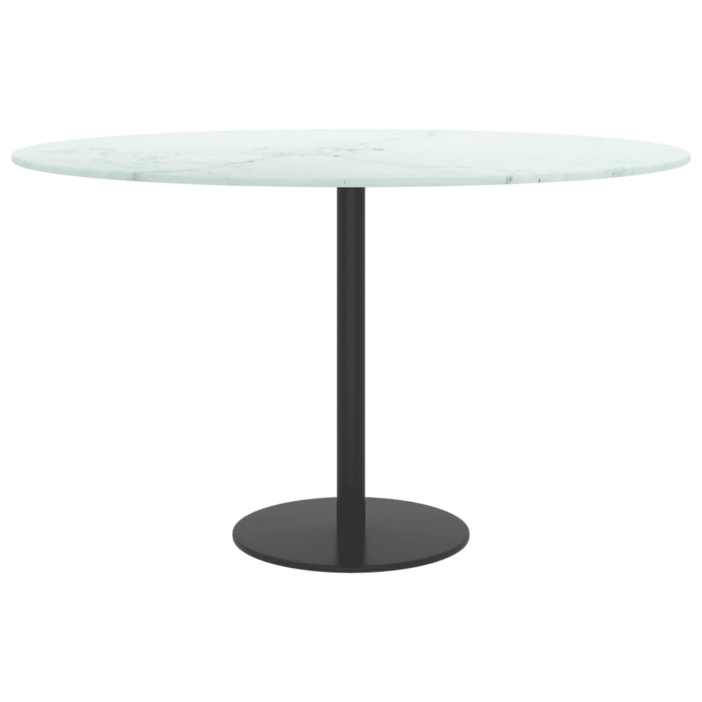 Piano per Tavolo Bianco Ø70x0,8 cm Vetro Temperato Design Marmo 322249