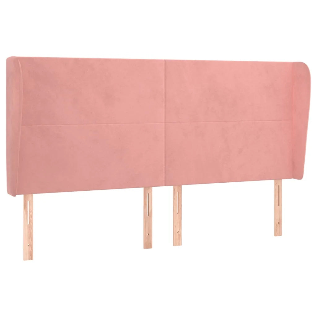 Testiera | Testata ad Orecchio Rosa 183x23x118/128 cm in Velluto