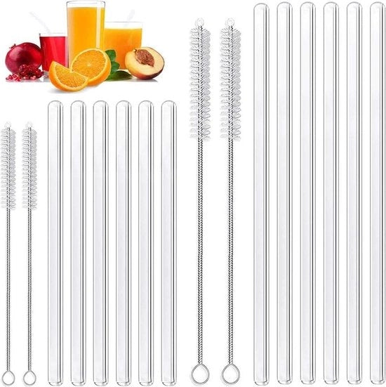 Set di Stuzzicadenti in Vetro Reticolato Riciclabile da 16 - Per Bubble Tea Smoothies Cocktails Sap