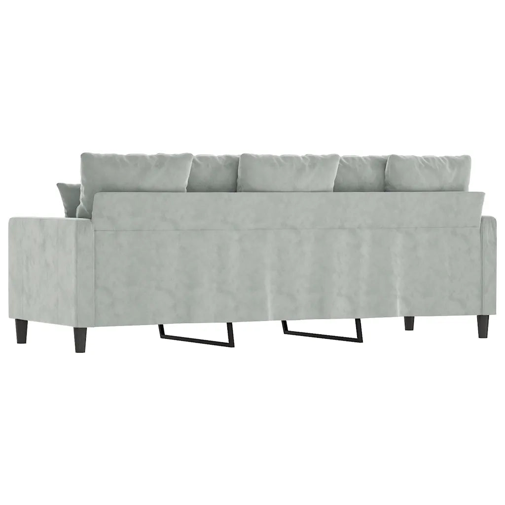Divano a 3 Posti-Sofa 3 Posti Grigio Chiaro 180 cm in Velluto 528096