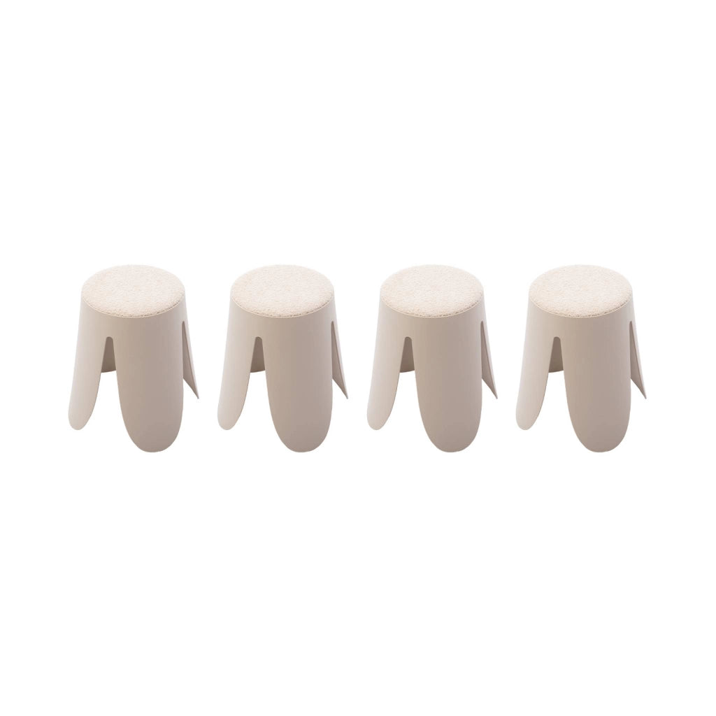 Set 4 sgabelli impilabili in bouclé, beige