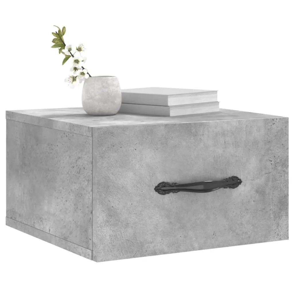 Comodino | Armadio da Notte | Mobiletto da notte a Muro Grigio Cemento 35x35x20 cm
