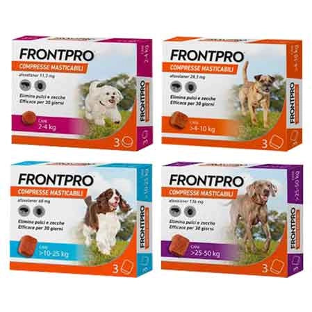 ANTIPARASSITARIO A COMPRESSE MASTICABILI 'FRONTLINE' Per cani 4-10Kg - 3 Compresse - FRONTLINE