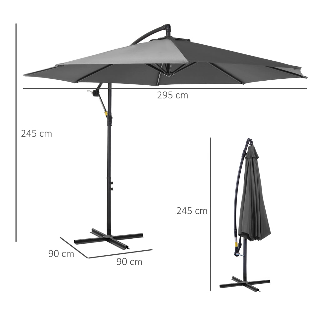 Ombrellone Decentrato 3x2.5m ¨C Xylo ¨C Acciaio Poliestere Anti-UV Grigio con Manovella