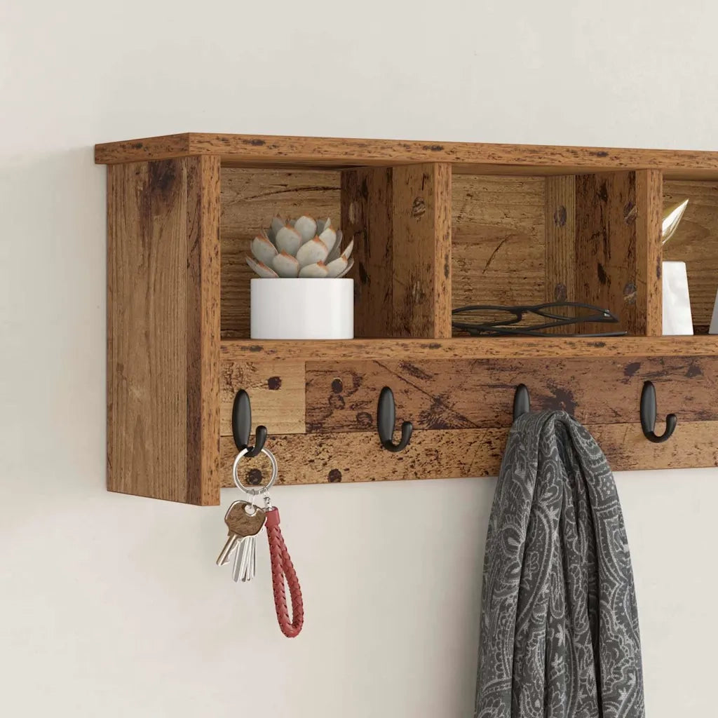 Appendiabiti a muro Legno vecchio 100 x 16 x 26 cm 874329