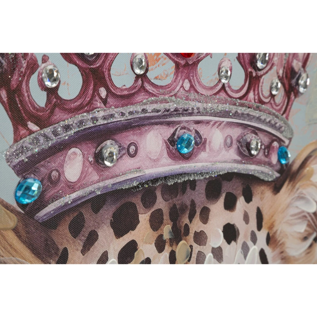 Dipinto su tela King B leopardo gentleman con cornice, 82x122 cm
