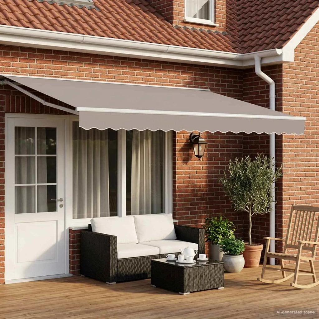Cornice per Tenda Manuale con LED Bianco 4,5 × 3,5 m Alluminio 42024803