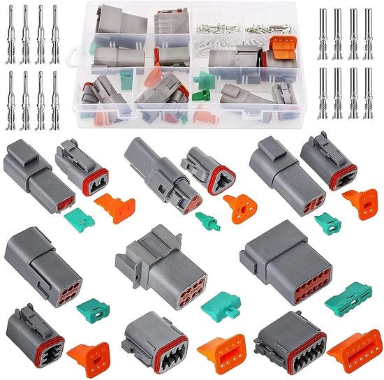 Connettore elettrico impermeabile - 6 set spigotti - Alta qualità - Grigio - Adatto per auto e motocicletto - affidabile connettore per cavi.