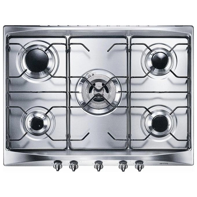 Smeg piano cottura se706sx3 70cm inox 5 fuochi manopole silver largo 70cm inox