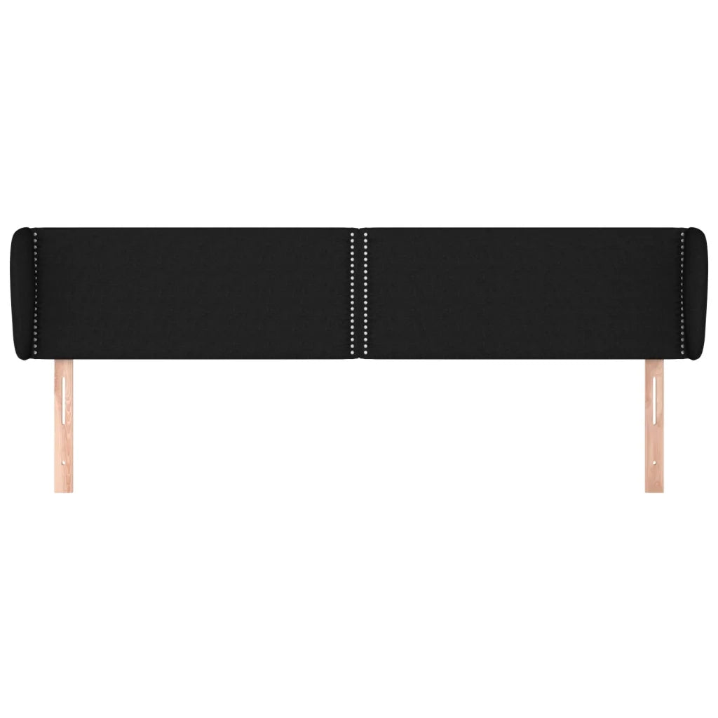 Testiera | Testata ad Orecchio Nera 203x23x78/88 cm in Tessuto