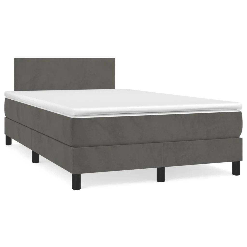 Giroletto a Molle con Materasso Grigio Scuro 120x200 cm Velluto 3141174