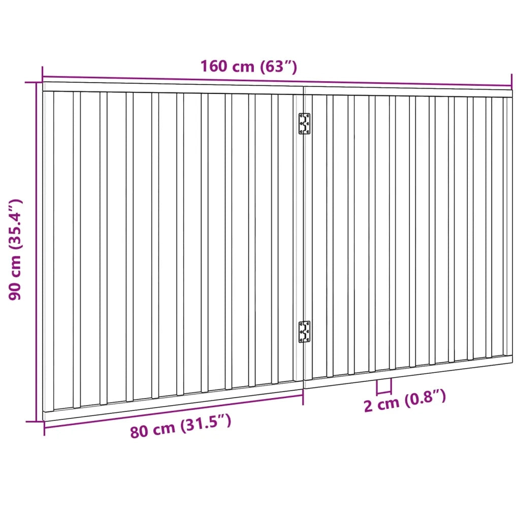 Cancelletto per cani pieghevole 2 pannelli 160 cm in legno di pioppo 352178