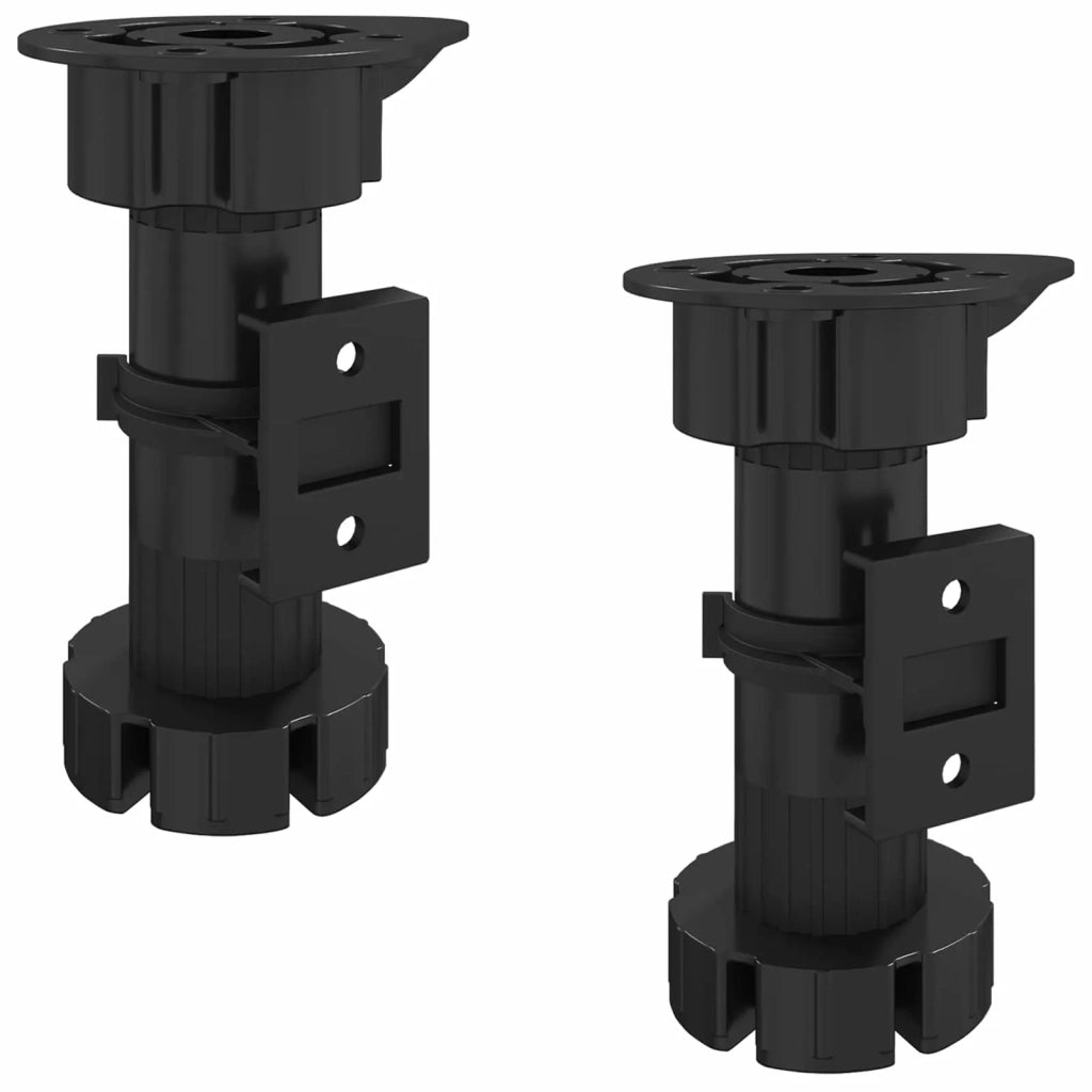 Set di 2 piedini regolabili per mobili 46 x 46 x 128 mm con supporto in metallo design elegante in PP nero. Codice articolo: 02_0051977.