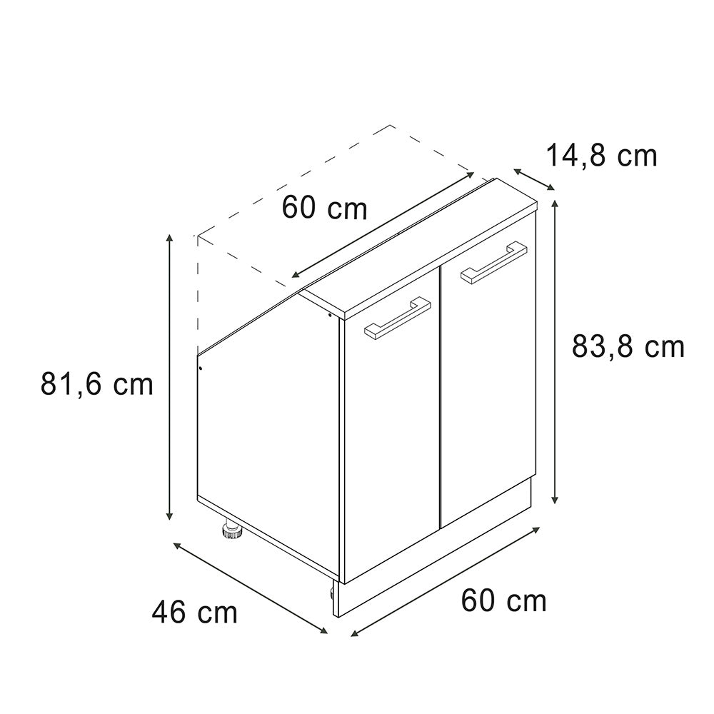 Mobile sottotetto Rion Antracite lucido/Rovere dorato con 2 porte Vicco